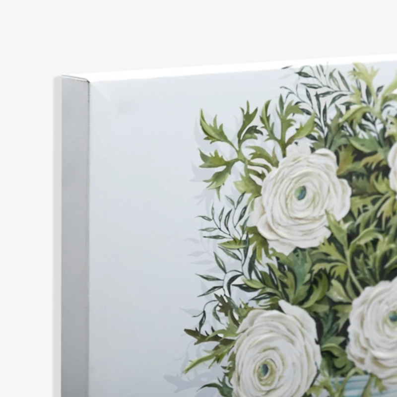 Blue Mason Jar Floral Still Life Canvas Art Print