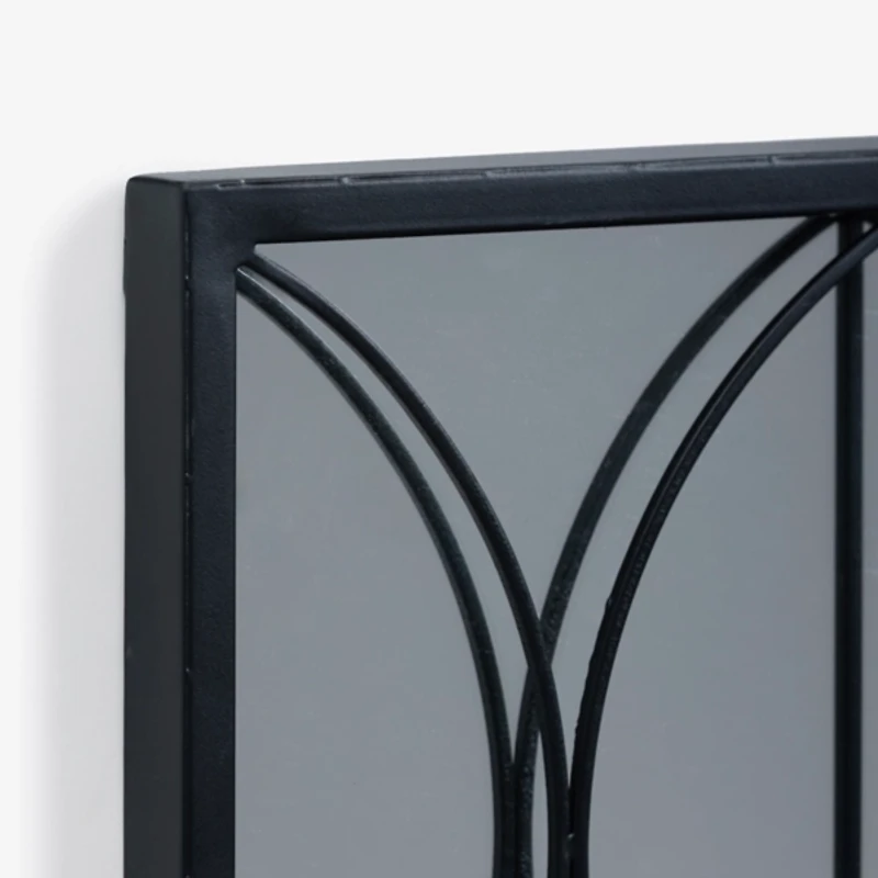 Black Metal Paned Finn Wall Mirror