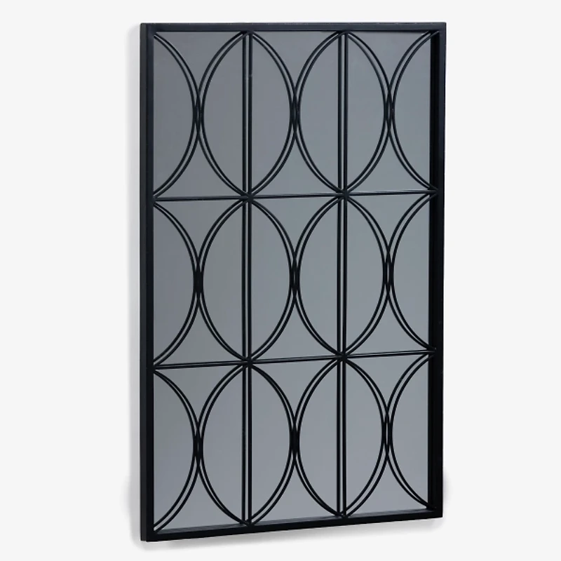 Black Metal Paned Finn Wall Mirror