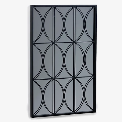 Black Metal Paned Finn Wall Mirror