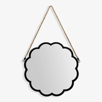 Black Metal Scalloped Hanging Wall Mirror
