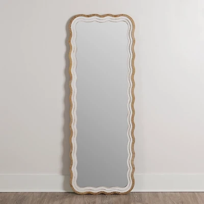 Shelby Natural Wood Scalloped Leaner Mirror