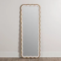 Shelby Natural Wood Scalloped Leaner Mirror