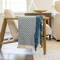 Blue Cross-Stitch Woven Throw