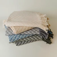 Blue Cross-Stitch Woven Throw