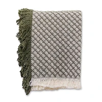 Green Cross-Stitch Woven Throw