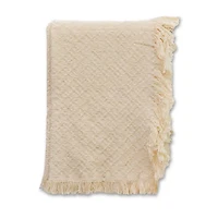 Cream Cross-Stitch Woven Throw