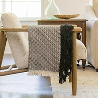 Black Dotted Woven Throw