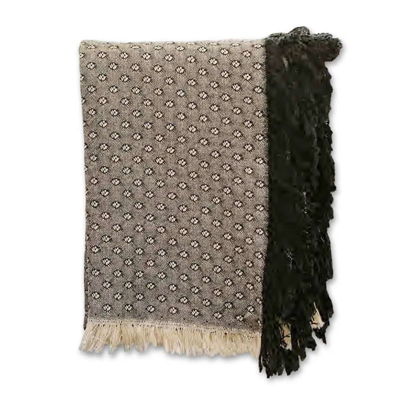 Black Dotted Woven Throw