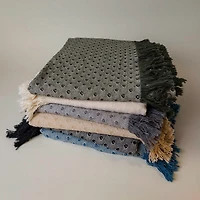 Gray Dotted Woven Throw
