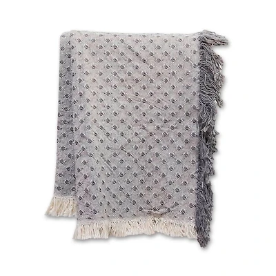 Gray Dotted Woven Throw