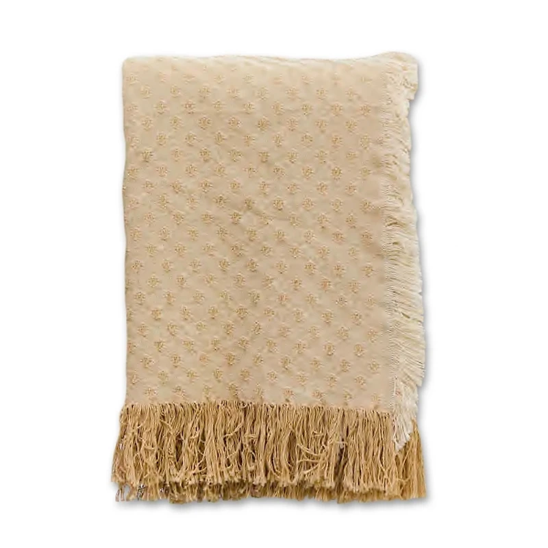 Tan Dotted Woven Throw