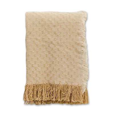 Tan Dotted Woven Throw