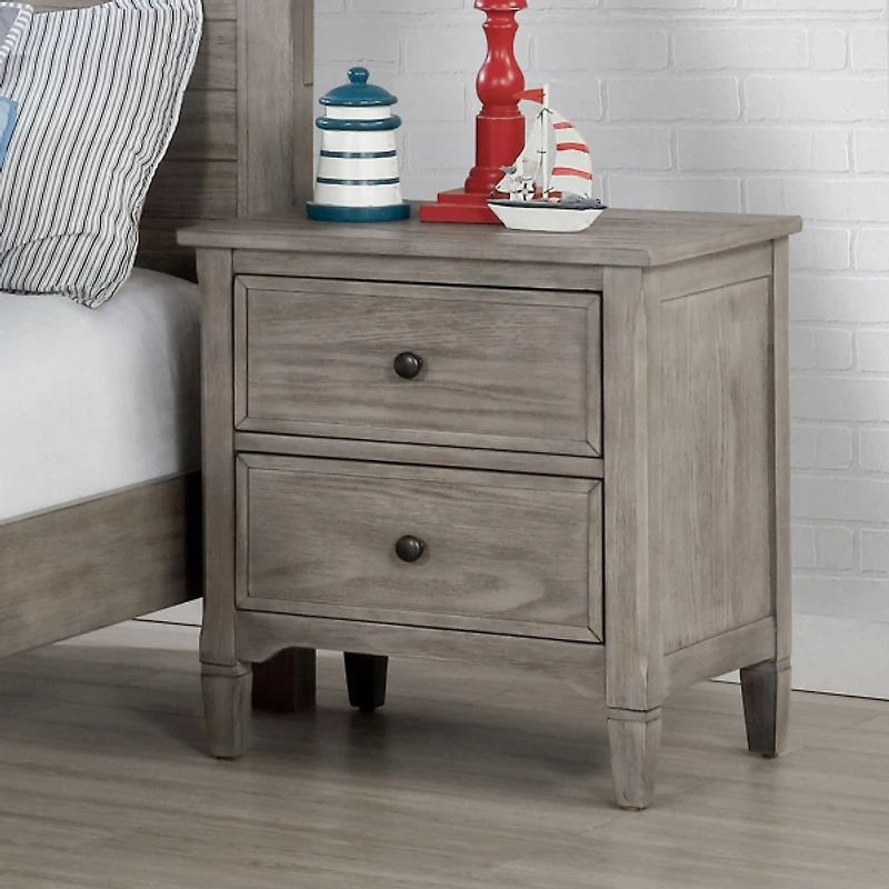 Graywash Wood 2-Drawer Lyla Nightstand