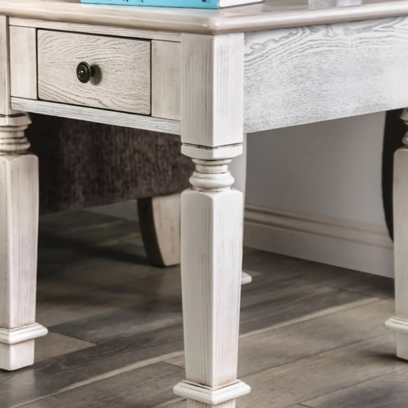 Antique White Wood Heather Accent Table