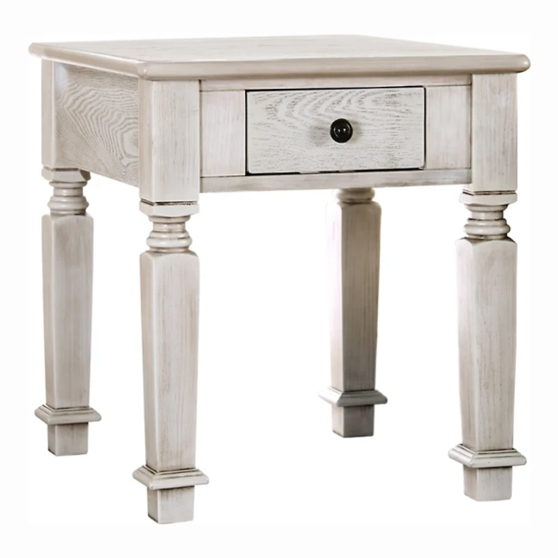 Antique White Wood Heather Accent Table