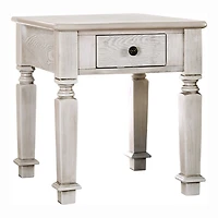 Antique White Wood Heather Accent Table