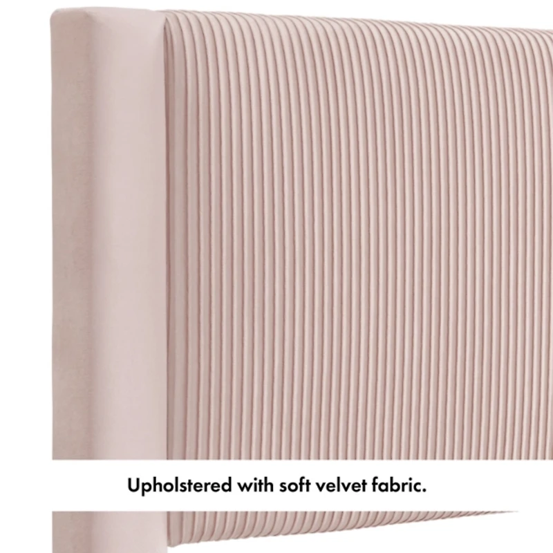 Pink Upholstered Dalia Queen Platform Bed