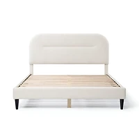 White Boucle Upholstered Sara Queen Bed