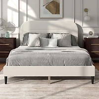 White Boucle Upholstered Sara Queen Bed