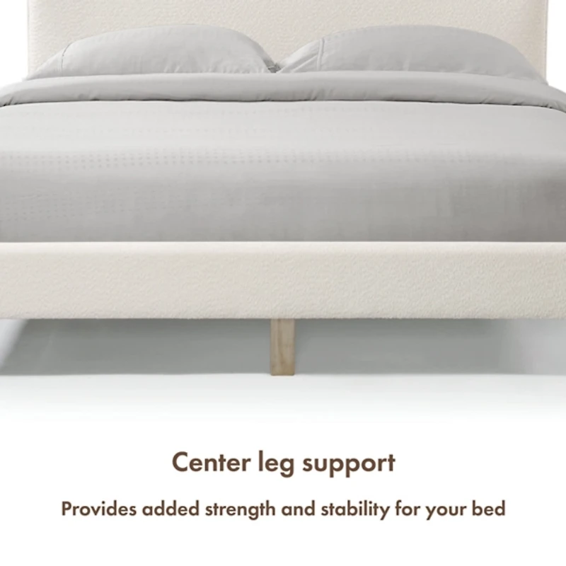 White Boucle Upholstered Sara Queen Bed