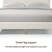 White Boucle Upholstered Sara Queen Bed