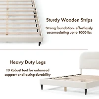 White Boucle Upholstered Sara Queen Bed