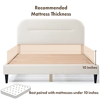 White Boucle Upholstered Sara Queen Bed