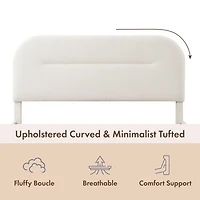 White Boucle Upholstered Sara Queen Bed