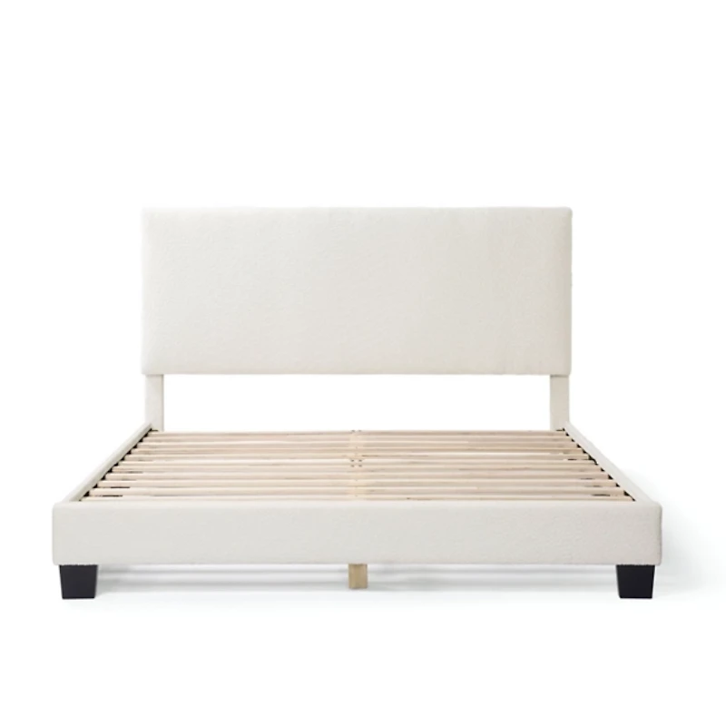 White Boucle Karson Queen Platform Bed