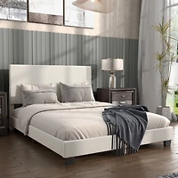 White Boucle Karson Queen Platform Bed