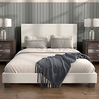 White Boucle Karson Queen Platform Bed