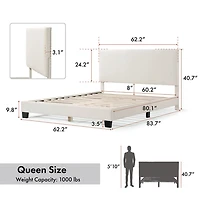 White Boucle Karson Queen Platform Bed