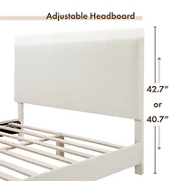 White Boucle Karson Queen Platform Bed