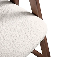 White Boucle Wood Penny Counter Stools, Set of 2