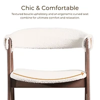 White Boucle Wood Penny Counter Stools, Set of 2