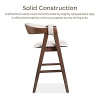 White Boucle Wood Penny Counter Stools, Set of 2