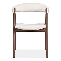 White Boucle Wood Penny Dining Chairs, Set of 2