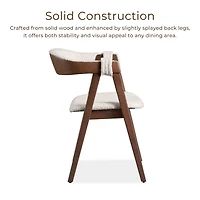 White Boucle Wood Penny Dining Chairs, Set of 2