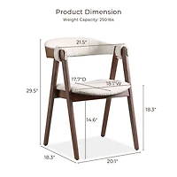 White Boucle Wood Penny Dining Chairs, Set of 2