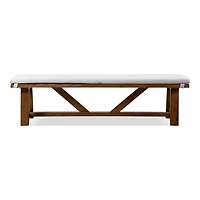 Ivory Upholstered Rustic Wood Katie Dining Bench