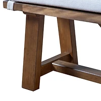 Ivory Upholstered Rustic Wood Katie Dining Bench