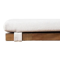 Ivory Upholstered Rustic Wood Katie Dining Bench