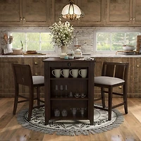 Dark Cherry Wood Kayla Counter Height 3-pc. Set