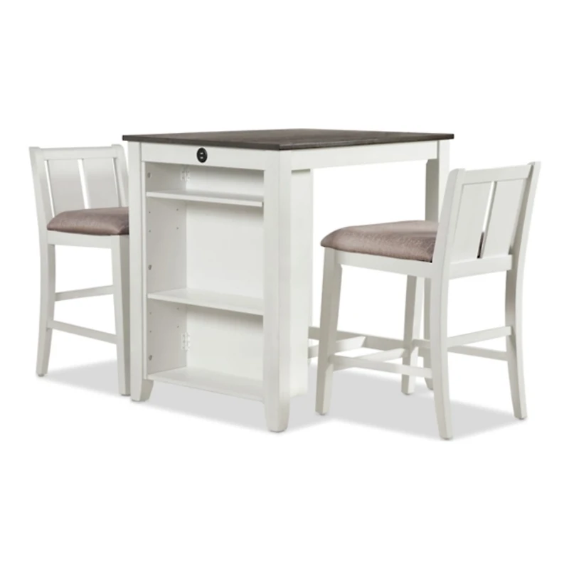 White & Gray Wood Kayla Counter Height 3-pc. Set