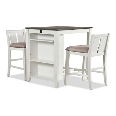 White & Gray Wood Kayla Counter Height 3-pc. Set