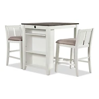 White & Gray Wood Kayla Counter Height 3-pc. Set