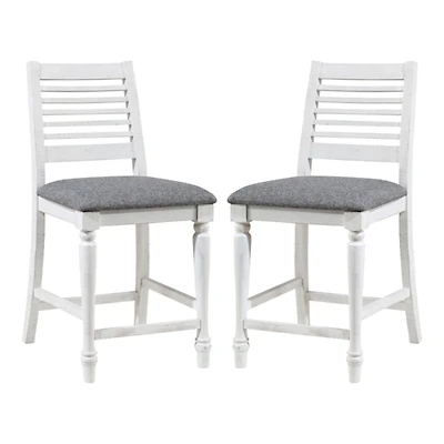White Upholstered Claire Counter Stools, Set of 2