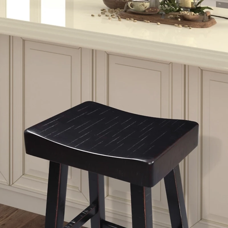Black Backless Cooper Counter Stools, Set of 2
