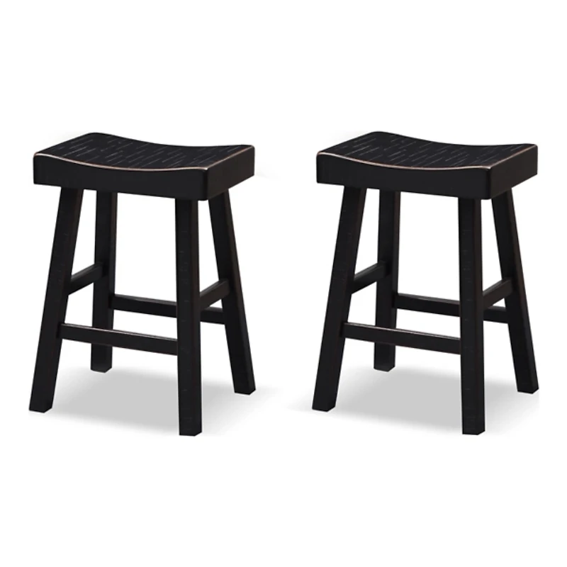Black Backless Cooper Counter Stools, Set of 2